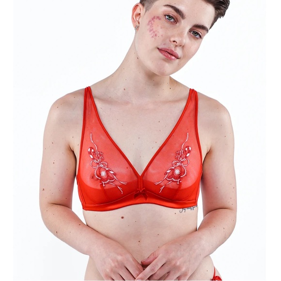Understance Other - Understance Mistletoe Sheer Plunge Bra Red